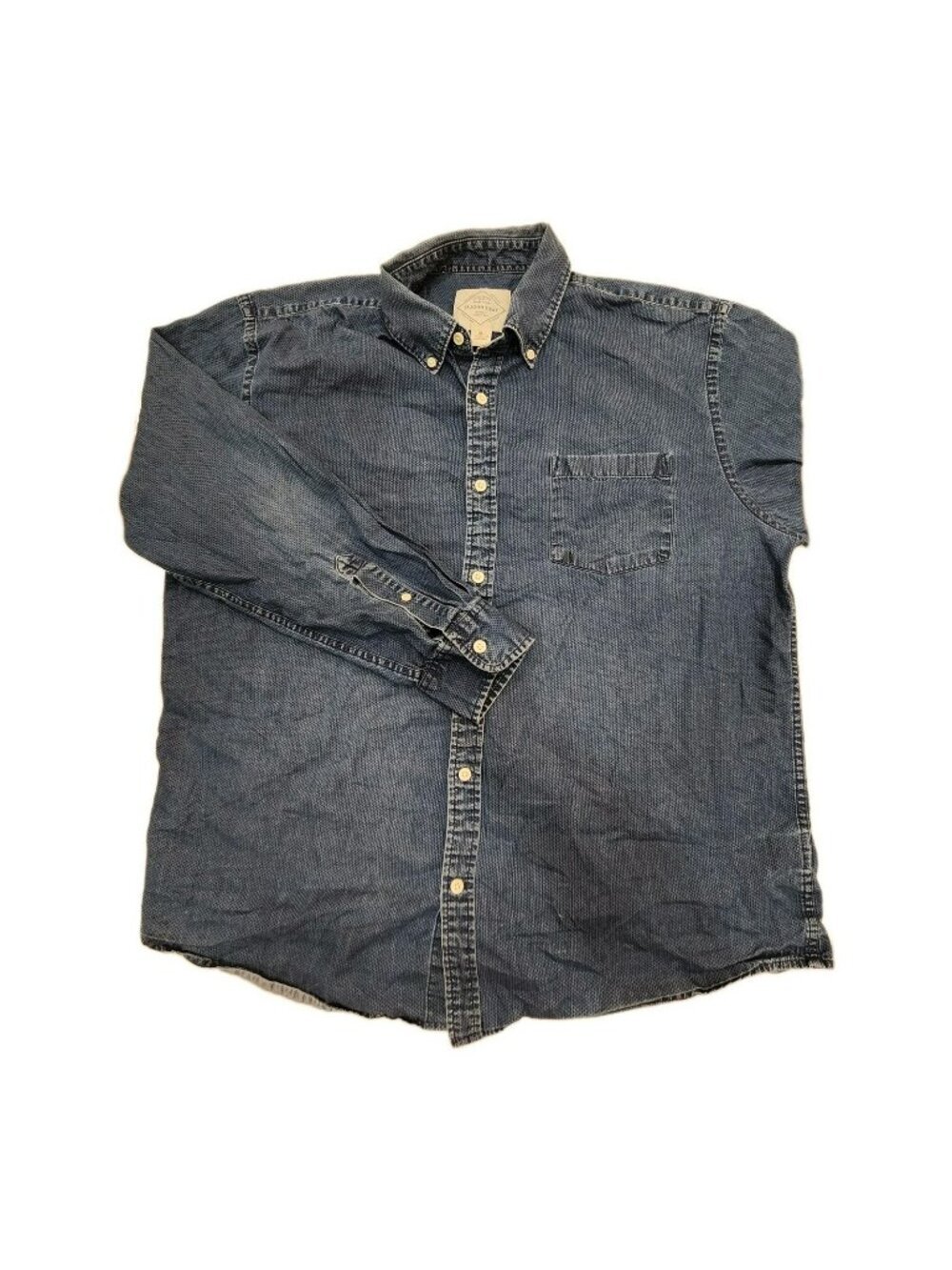 Vintage St Johns Bay Flannel Shirt Mens XL Blue Geometric Dots Spots Button Down
